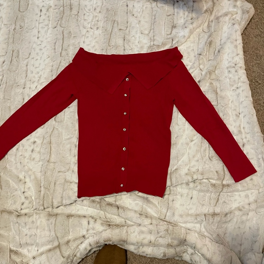 Brand new gorgeous red off the shoulder New York and Company sweater.
